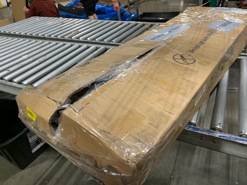 Photo 1 of *PARTIAL SET*
YITAHOME Farmhouse King Bed Frame with Storage Bookcase Headboard, Platform Bed Frame with LED Lights and Charging Station, Sliding Barn Door, Solid Metal Slats, No Box Spring Needed (White)