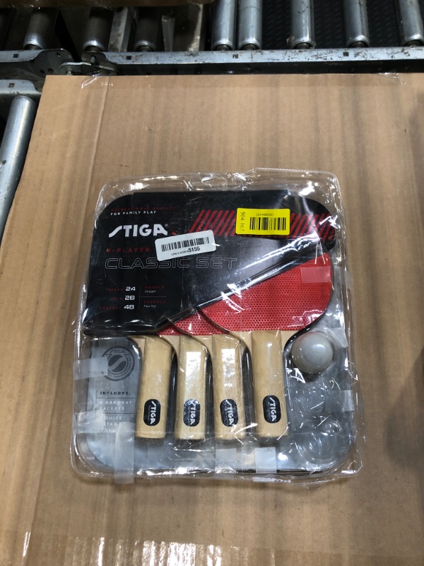 Photo 1 of **** MISING 2 BALLS *** STIGA Classic 2-4 Player Ping Pong Paddle Sets, Red and Black, Three 1-Star ITTF Regulation Size Balls - Perfect for Family Play