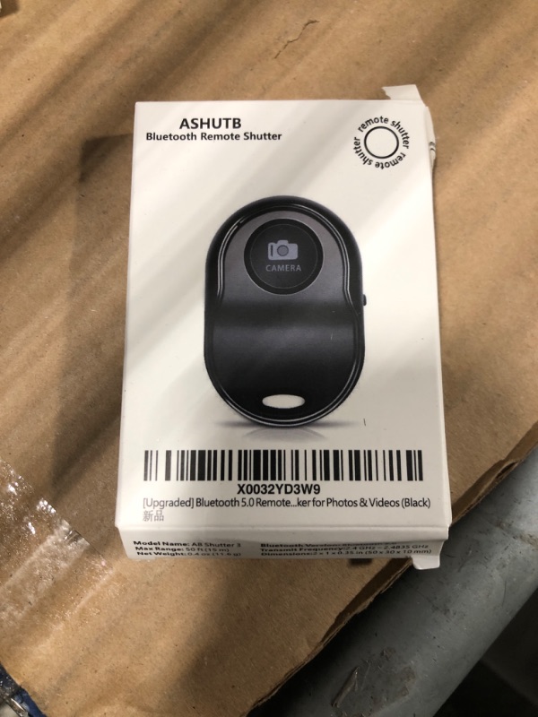 Photo 1 of [Upgraded] Bluetooth 5.0 Remote Shutter for iPhone & Android Camera Wireless Remote Control Selfie Button for iPad iPod Tablet, HD Selfie Clicker for Photos & Videos (Black)