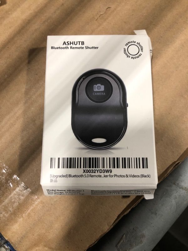 Photo 1 of [Upgraded] Bluetooth 5.0 Remote Shutter for iPhone & Android Camera Wireless Remote Control Selfie Button for iPad iPod Tablet, HD Selfie Clicker for Photos & Videos (Black)