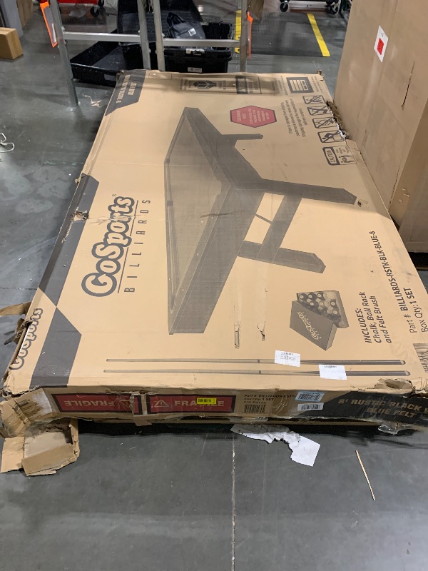 Photo 1 of ***MINOR DAMAGE*** GoSports 8 ft Pool Table with Wood Finish - Modern Billiards Table with 2 Cue Sticks, Balls, Rack, Felt Brush and Chalk - Choose Your Style