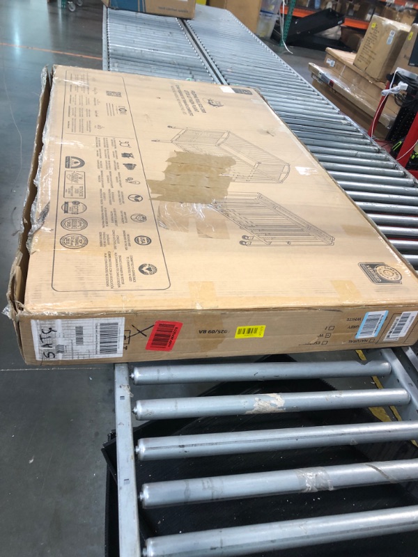 Photo 1 of **ASSEMBLY INSTRUCTIONS INCLUDED**
 Dream On Me Full Size 2-in-1 Folding Stationary Side Crib In White, Locking Wheels, Folds Flat For Storage, Comes with Teething Guard, Non-Toxic Finish