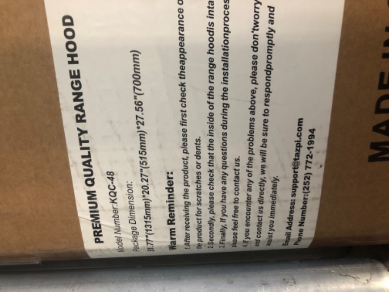 Photo 1 of **PRODUCT NOT REVIEWED**
**UNTESTED** 48 inch Under Cabinet Range Hood 1500 CFM with 4-Speed Gesture Sensing & Touch Control, Stainless Steel Kitchen Stove Vent Hoods with 4 LED lights, Time Setting, Dishwasher-Safe Baffle Filters