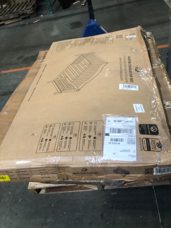 Photo 1 of **PRODUCT NOT REVIEWED**
**UNTESTED**Dream On Me Austin Toddler Day Bed with Rails in White, Low to Floor Toddler Day Bed, Greenguard Gold & Baby Safety Alliance Certified, Non-Toxic Finishes, Side Safety Guard Rail