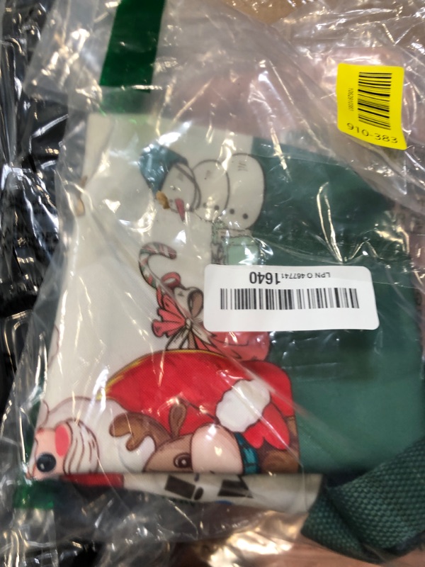 Photo 1 of **ONE PC**Adonisaon Christmas Gift Bags Candy Bags Tote Bags with Santa Deer Christmas Tree Design Reusable Canvas Handles Grocery Shopping Bags for Xmas Party Decor 2 Pack