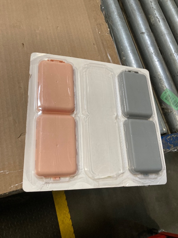 Photo 1 of **2 PCS**LANDNEOO 14 Grids Pill Organizer Box with Labels, Travel Medication Holder Dispenser Case Kit, Pocket Daily Pharmacy Container for Fish Oil Vitamin Supplement Storage, Khaki Pink Grey, 3 Pack