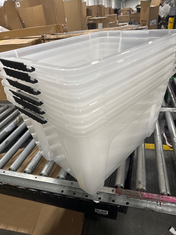 View 4 of ****DOES NOT INCLUDE THE TOP PART*****WITHOUT COVER****
IRIS USA 54 Qt Stackable Plastic Storage Bins with Lids, 6 Pack - BPA-Free, Made in USA - See-Through Organizing Solution, Latches, Durable Nestable Containers, Secure Pull Handle - Clear