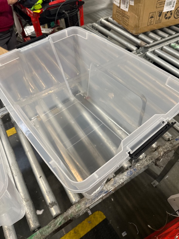 View 3 of ****DOES NOT INCLUDE THE TOP PART*****WITHOUT COVER****
IRIS USA 54 Qt Stackable Plastic Storage Bins with Lids, 6 Pack - BPA-Free, Made in USA - See-Through Organizing Solution, Latches, Durable Nestable Containers, Secure Pull Handle - Clear