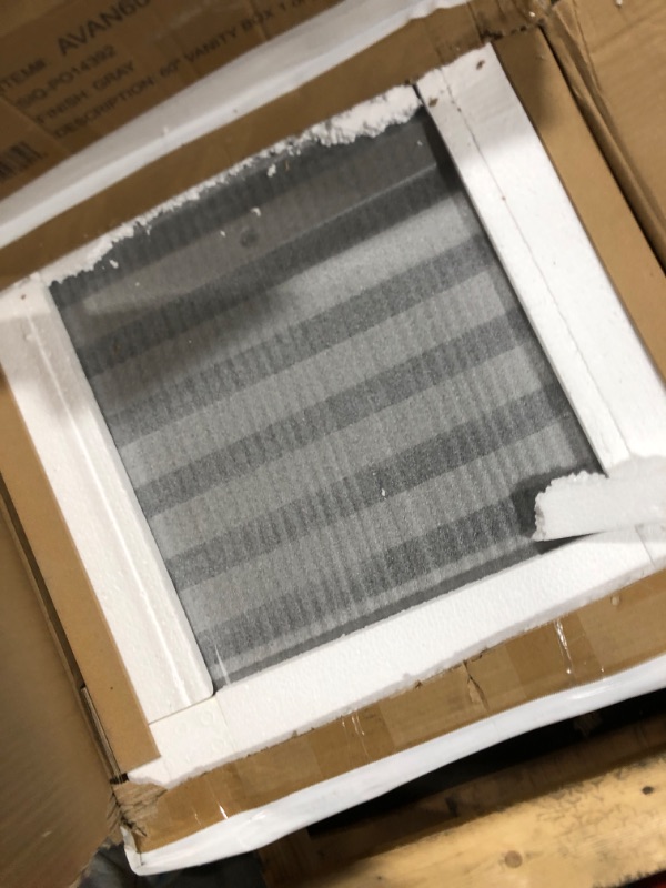 Photo 1 of *** SET OF 2 XL BOXES **** Alaterre Furniture Bennet Bathroom Vanity Base with Two-Door Shaker Cabinet and Slatted Open Shelf - 60 Inch Freestanding Cabinet Without Sink (Gray)