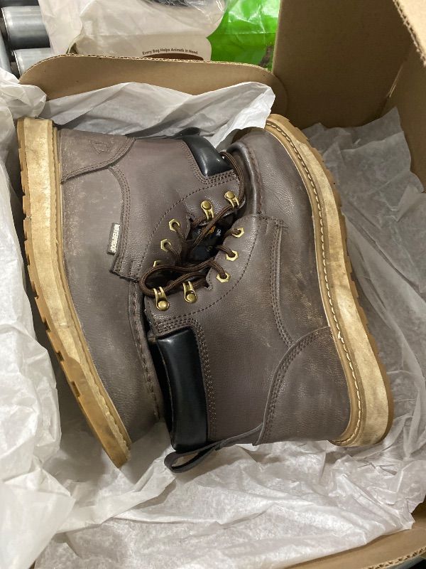 Photo 1 of ***VERY USED*** KELODON Waterproof Steel Toe Boots For Men-6" Leather Moc Toe Winter Warm Work Boots Mens Steel Toe Shoes Indestructible Non Slip Resistant Construction Safety Boot,Dark Brown,size 9 Men