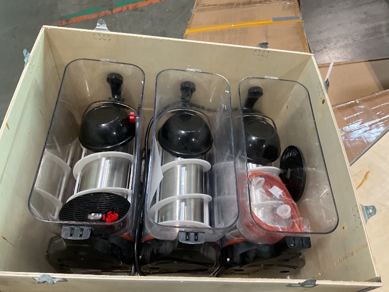 Photo 1 of *** USED**** missing lids **** VEVOR Commercial Slushy Machine, 36L/9.6Gal Triple Bowl, 150 Cup Margarita Machine, 860W Stainless Steel Margarita Smoothie Frozen Drink Maker, Slushie Machine for Party Cafe Restaurants Bars Home Use