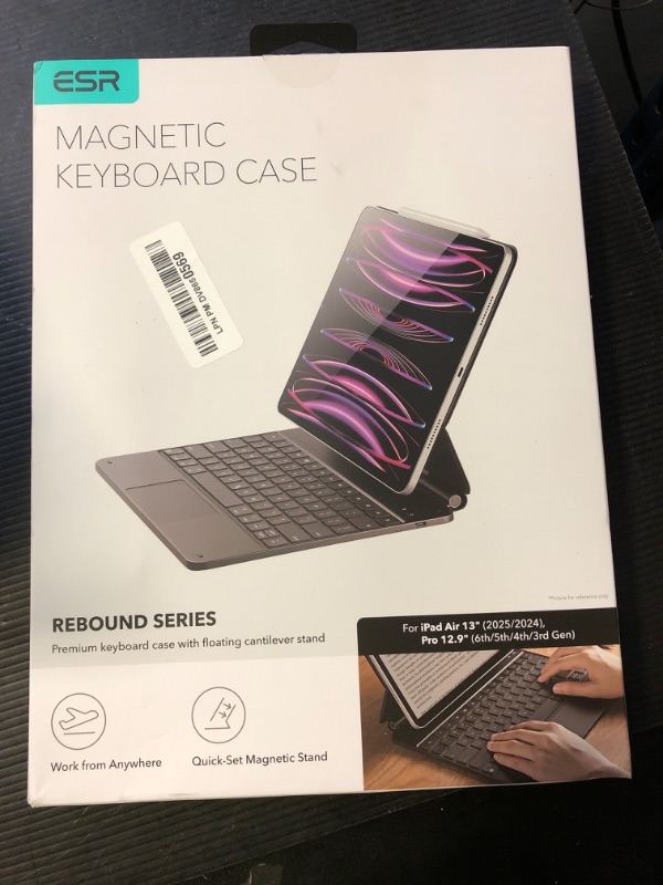 Photo 1 of ESR iPad Air 13 Inch Case Keyboard (M3/M2, 2025/2024) & iPad Pro 12.9 inch (3/4/5/6th Gen) Magic Keyboard, Easy-Set Floating Cantilever Stand, Precision Multi-Touch Trackpad, Rebound Series, Black