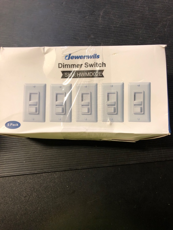 Photo 1 of DEWENWILS Dimmer Switch for LED Lights, 600W Incandescent/Halogen and 150W CFL/LED, Single-Pole or 3-Way Dimmer Light Switch, ETL ? cUL Listed, White, 5 Packs