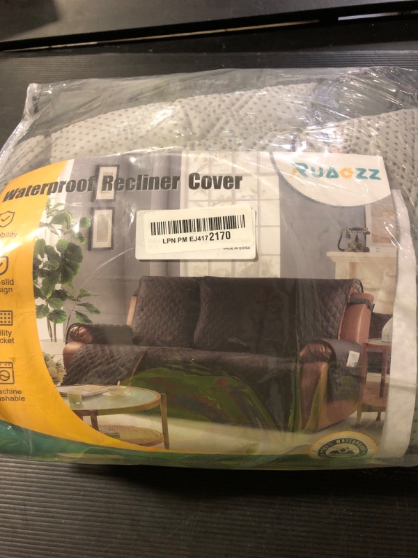 Photo 1 of Ruaozz Waterproof Recliner Sofa Cover 1-Piece Couch Covers for Reclining Couches Reclining Sofa Cover Washable Furniture Protector with Elastic Straps Pocket for Kids, Pets (Dark Grey, 3 Seater)