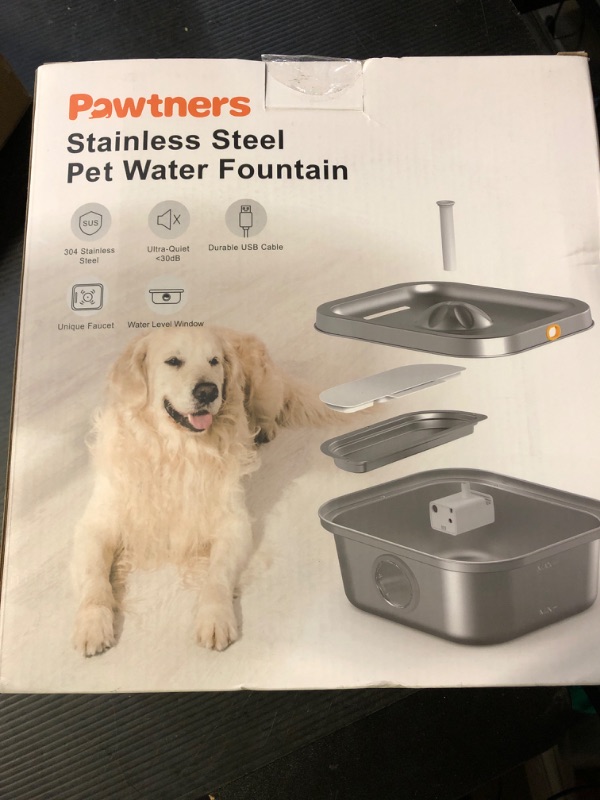 Photo 1 of Cat Water Fountain Stainless Steel, 4L/135oz Pet Fountain, Automatic Dog Drinking Dispenser with Water Level Window, Filter, Quiet Pump, Silver