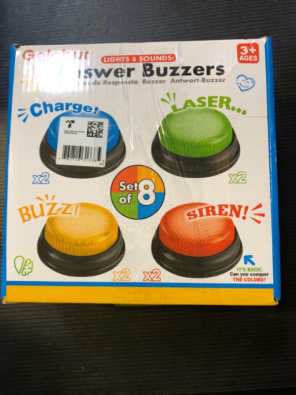 Photo 1 of Gelabur 8-Pack Buzzers for Trivia Games, Answer Buzzers for Classroom, Family Feud Jeopardy Buzzer, Game Buzzers with Lights and Sound for Classroom