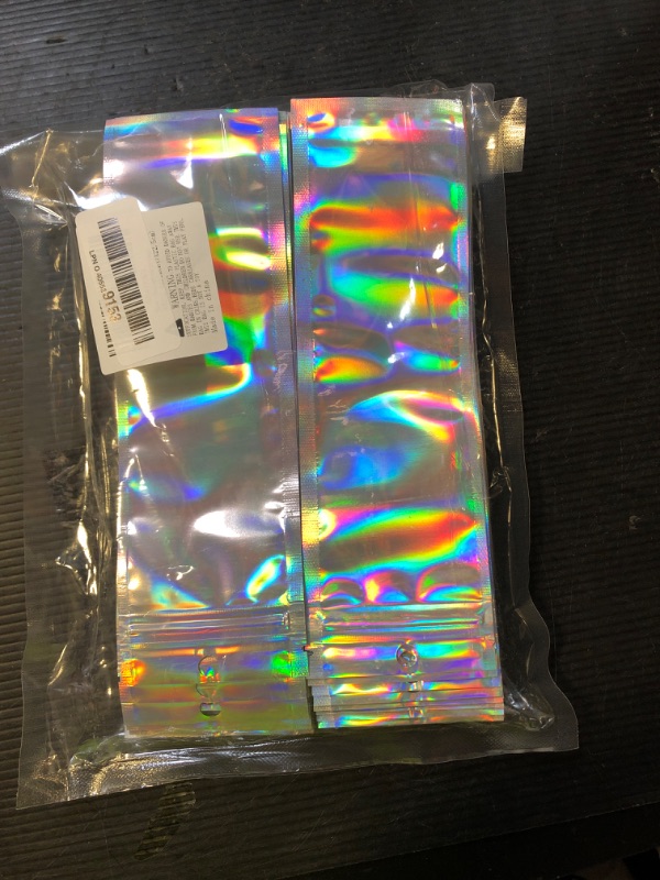 Photo 1 of 100 Pcs 2.7x9 Inch Holographic Pen Bags - Resealable Smell-Proof Packaging Bags for Party Favors, Food Storage, Cosmetics, Jewelry, Craft Supplies & Lip gloss