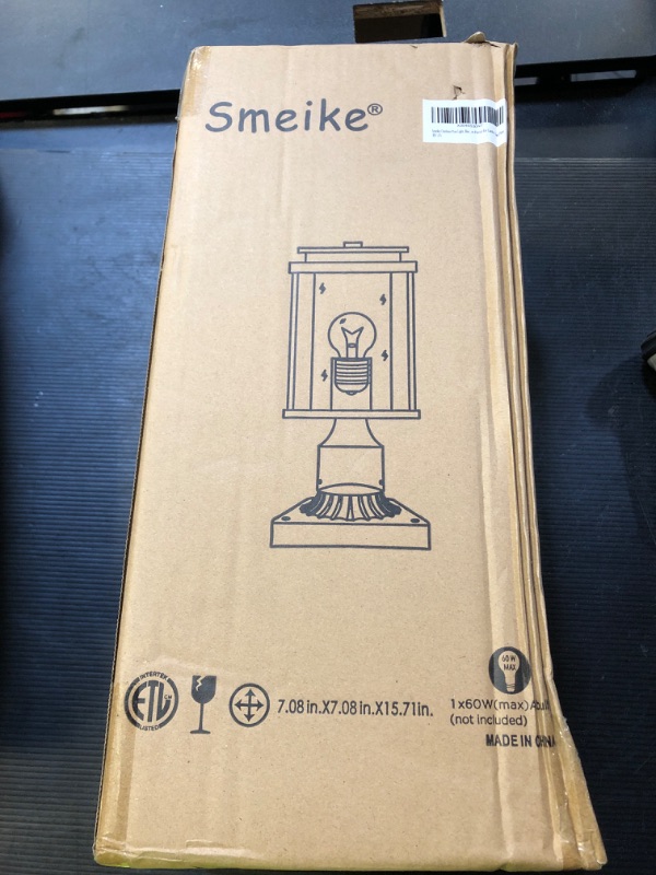 Photo 1 of Smeike Dusk to Dawn Outdoor Post Light Hardwired, Black Lamp Post Lights with Pier Mount Base, Waterproof Exterior Lamp Post Lantern with Clear Class, Pole Light for Garden Yard Patio Pathway