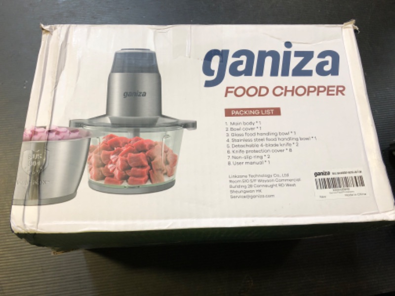 Photo 1 of GANIZA Food Processors, Electric Food Chopper with Meat Grinder & Vegetable Chopper - 2 Bowls (8 Cup+8 Cup) with Powerful 450W Copper Motor - Includes 2 Sets of Bi-Level Blades for Fruits/Meat/Nuts