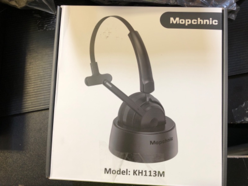 Photo 1 of Mopchnic Bluetooth Headset, Wireless Headphone with AI Noise-Canceling Microphone for Computer, On Ear Bluetooth Headset with USB Dongle for Office Call Center Skype Zoom Meeting Online Class (Black)