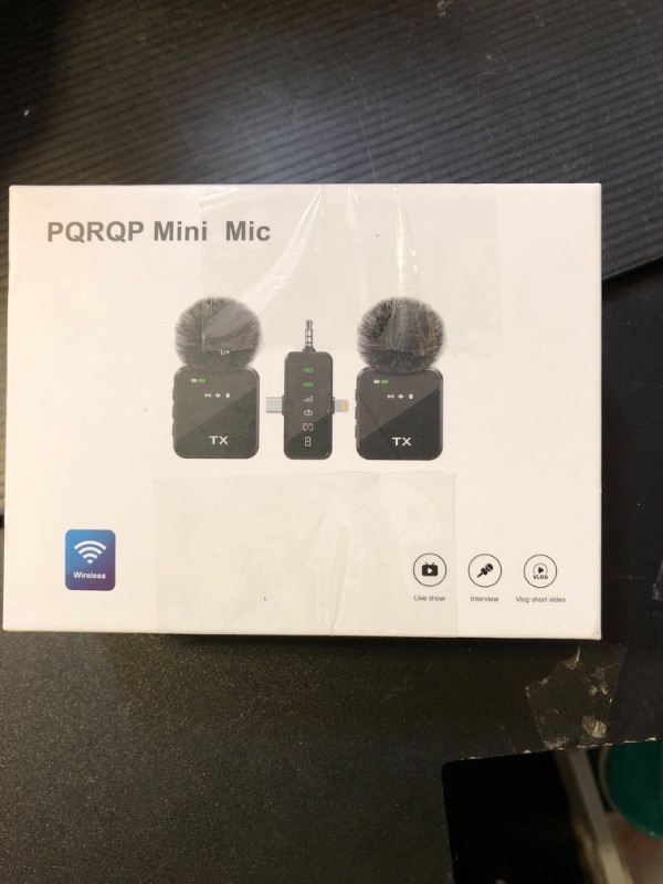 Photo 1 of PQRQP 3-in-1 Mini Microphone for iPhone/Android/Camera, Hi-Fi Audio, 48kHz/24-bit, Wireless Microphones, 328ft Range, 20H Battery, Lapel Mic with Noise Reduction for Live Streaming, TikTok, YouTube
