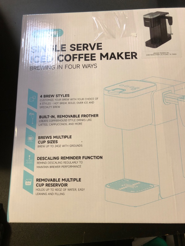 Photo 1 of Tastyle Single Serve Coffee Maker with Built-in Detachable Milk Frother, Iced and Hot Coffee Machine for K Cup & Grounds, 40oz Removable Water Reservoir, 6 Cup Sizes, Fits 7.3" Travel Mug, Black