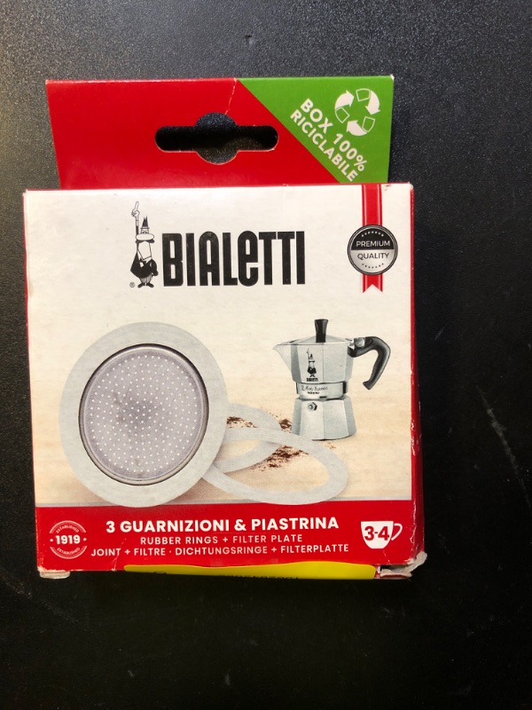 Photo 1 of Bialetti Spare Parts, Includes 3 Gaskets and 1 Plate, Compatible with Moka Express, Fiammetta, Break, Happy, Dama, Moka Melody, Alpina, Moka Timer and Rainbow (3/4 Cups)