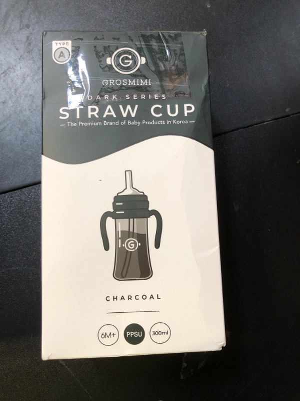 Photo 1 of GROSMIMI Spill Proof no Spill Magic Sippy Cup with Straw with Handle for Baby and Toddlers, Customizable, PPSU, BPA Free 10 oz (Charcoal)