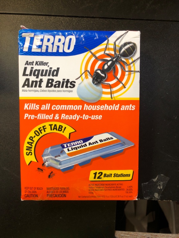 Photo 1 of TERRO Ant Killer Bait Stations T300B - Liquid Bait to Eliminate Ants - Bait System - 12 Count Stations for Effective Indoor Ant Control