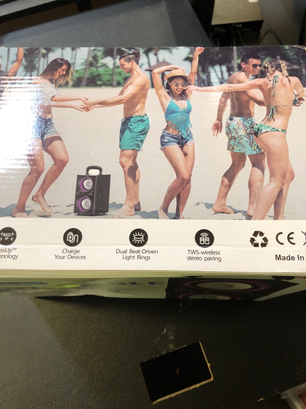 Photo 1 of TPyesss Bluetooth Speakers, 80W(Peak) Wireless TWS Portable Bluetooth Speaker, Beat-Driven Lights, 100dB Loud Stereo Speaker with BassUp, Speakers with Subwoofer for Outdoor, Party, Camping