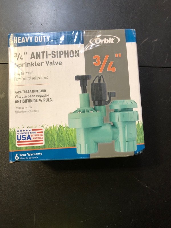 Photo 1 of 1-Pack Orbit 57623 3/4" FPT 100 Series Anti-Siphon Automatic Sprinkler Valve with Flow Control