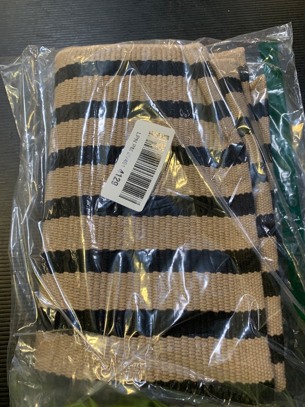Photo 1 of OJIA Outdoor Porch Rug Fall Front Door Mat 24"x51", Washable Black and Tan Striped Outdoor Rugs Front Door Rug Cotton Woven Kitchen Rugs Small Area Rugs for Entryway Patio Bedroom Bathroom