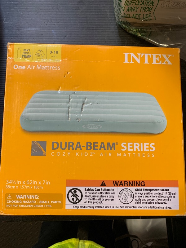 Photo 1 of Intex 66803EP Cozy Kidz Inflatable Airbed: Fiber-Tech – Velvety Soft Surface – Carry Bag Included – Color May Vary – 34.5" x 62" x 7"