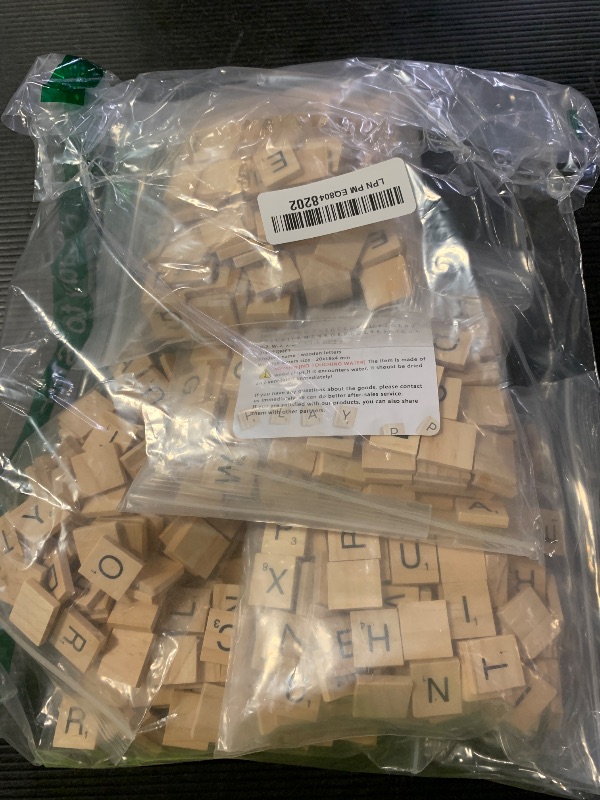Photo 1 of QMET 200PCS Scrabble Letters for Crafts - Wood Tiles for DIY Gift Decoration, Alphabet Coasters and Crossword Game