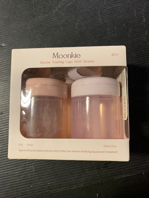 Photo 1 of Moonkie Baby Straw cup | Silicone Toddler Sippy Cup Training Cup with Straw Lid | BPA-Free Drop-Proof Cup | Baby Led Weaning | 6 Months+, 5 oz, 2pack