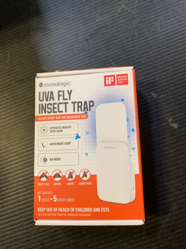 Photo 1 of Mosalogic Fruit Fly Traps for House Use Gnat Trap Flying Insect Trapper Plug-in Mosquito Killer Indoor Gnat Moth Catcher Fly Tapper with Night Light UV Attractant Catcher for Home Office White-1PACK