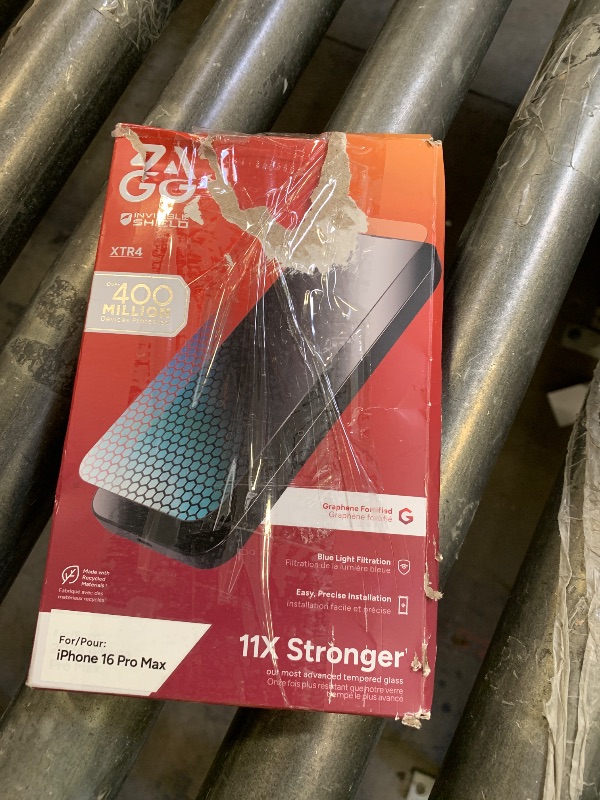 Photo 1 of ZAGG XTR4 Screen Protector for iPhone 16 Pro Max - 11x Stronger Tempered Glass, Blue Light Filtration, Anti-Reflective Technology, Graphene Reinforced, InvisibleShield, Easy Dust-Free Installation