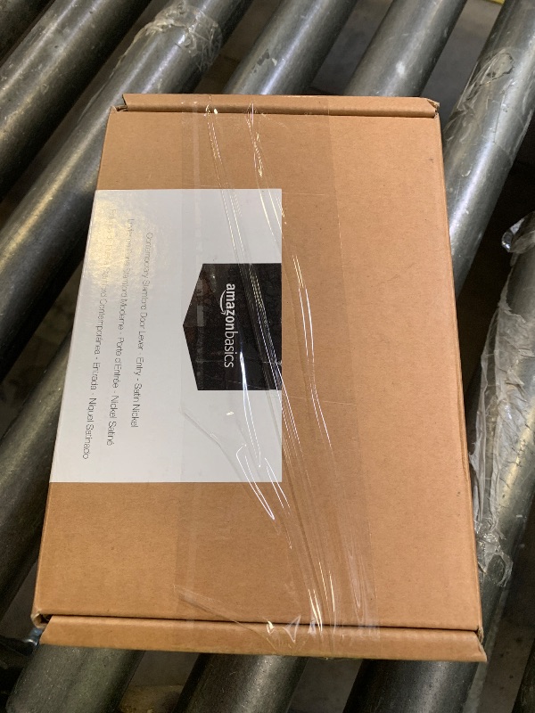 Photo 1 of Amazon Basics Contemporary Stamford Door Lever with Lock, Entry, 64.3mmH Upper 294.5mmH Lower, Satin Nickel