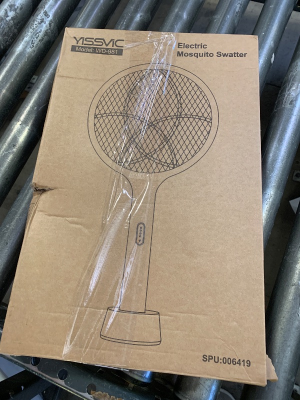 Photo 1 of YISSVIC Electric Fly Swatter 4000V Bug Zapper Racket Dual Modes Mosquito Killer with Purple Mosquito Light Rechargeable for Indoor Home Office Backyard Patio Camping