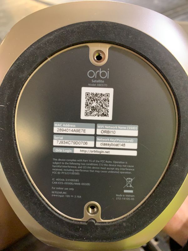 Photo 1 of NETGEAR Orbi 970 Series (RBE970) Quad-Band WiFi 7 Mesh Add-on Satellite - Works with Existing 970 Series (973/972/971S), Security Features, Covers up to 3,300 sq. ft., BE27000 802.11be