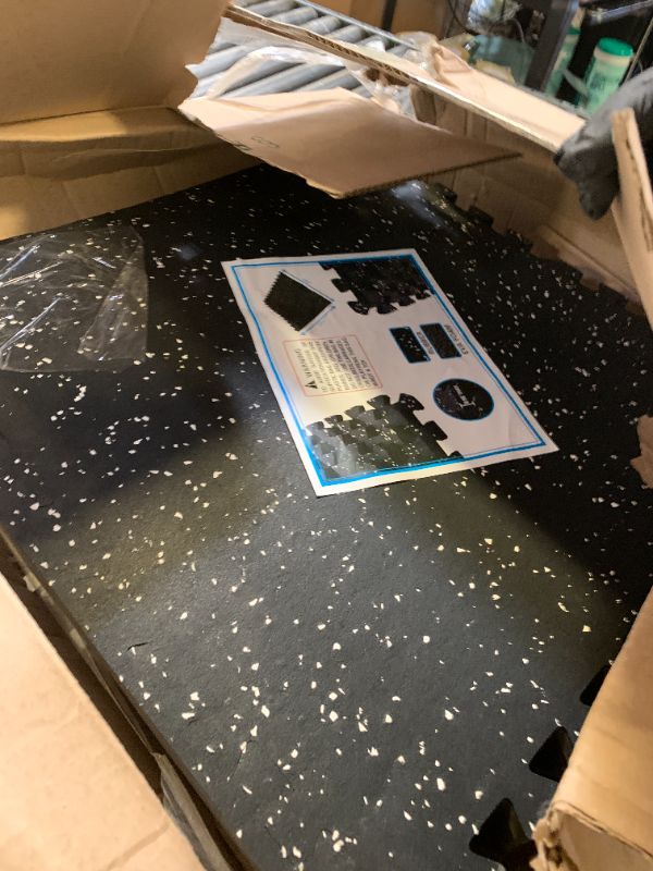 Photo 1 of 0.56in Thick 96 Sq Ft Gym Flooring for Home Gym, 24 Tiles Workout Exercise Equipment Mats, Rubber Top with EVA Foam, Interlocking Puzzle Floor Tiles for Fitness Room, Protective Flooring Mat