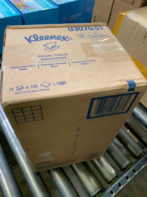 Photo 1 of Kleenex Professional Facial Tissue, Bulk (03076), 2-Ply, White, Flat Boxed Format, Designed for Business, Convenience Size (125 Tissues/Box, 12 Boxes, 1,500 Sheets/Case)