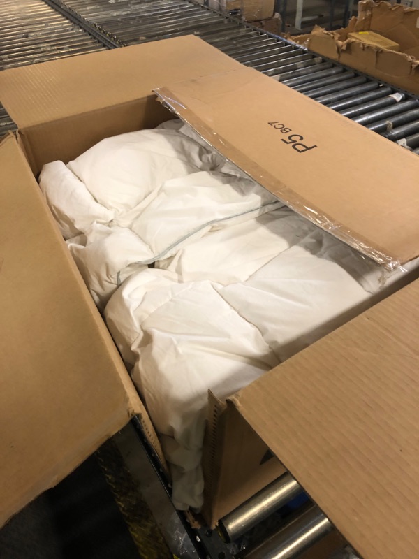Photo 1 of Yalamila Goose Feather Down Fiber Comforter King Size, Ultra Soft Fluffy King Duvet Insert with 100% Cotton Cover, Luxurious Hotel Collection Comforter for All Season, White 106"x90"