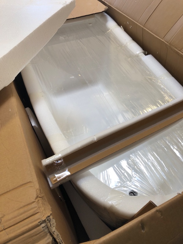 Photo 1 of 67" Free Standing Tub, Pure Acrylic Freestanding Bathtub, Stylish Stand Alone Tub, Contemporary Deep Soaking Bath Tub, cUPC Certified SY9970 (Glossy White)