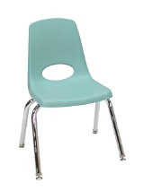 Photo 1 of FDP 14" School  Chair, Student Seat with Chromed Steel Legs and Nylon Swivel Glides; For In-Home Learning or Classroom - Seafoam