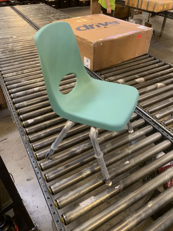 Photo 1 of FDP 14" School  Chair, Student Seat with Chromed Steel Legs and Nylon Swivel Glides; For In-Home Learning or Classroom - Seafoam
