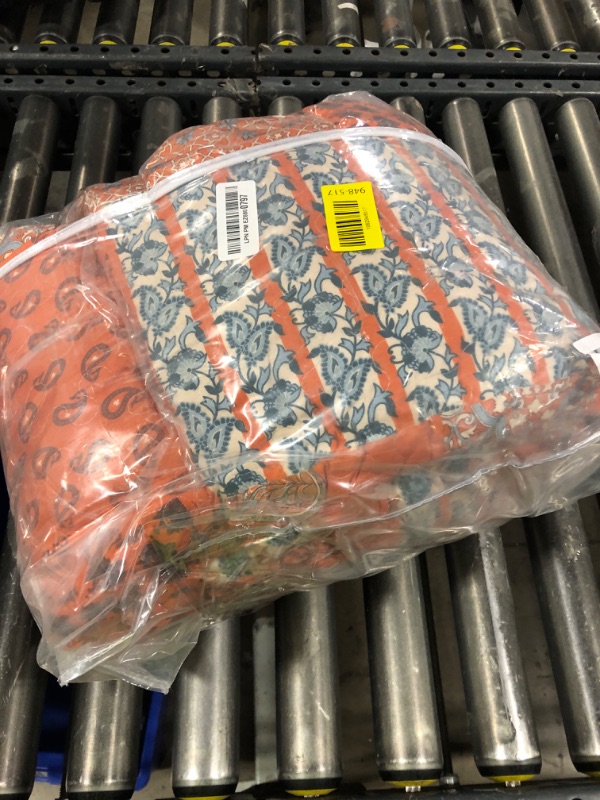 Photo 1 of LEAONME 3 Pieces California King Size Quilt Set Burnt Orange Rust Oversized 120x120 Inch Bedspread Coverlet Lightweight Microfiber Paisley Bed Cover for All Seasons (1 Quilt, 2 Pillow Shams)