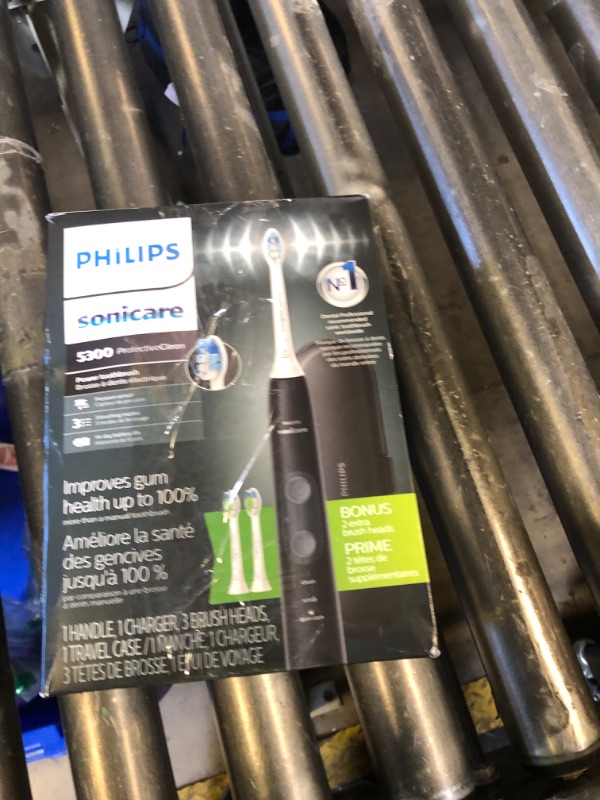 Photo 1 of Philips Sonicare ProtectiveClean 5300 Rechargeable Electric Toothbrush, with Pressure Sensor, 3 Cleaning Modes, SmarTimer and QuadPacer, with 2 Bonus Brush Heads, Travel Case, Black, Model HX6423/34