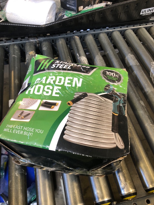 Photo 1 of Advinski Garden Hose 100FT, Water Hose with 10 Function Nozzle, Garden Hose Metal with Leak-proof Connectors, No-Kink, Lightweight, Puncture-proof, Pet-proof, Sturdy, 550PSI, Hose for Outdoor, Yard