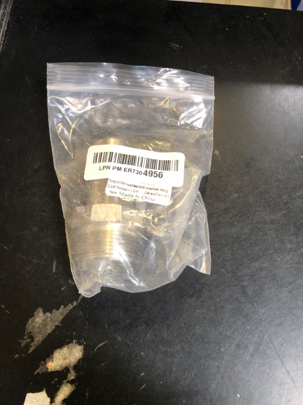 Photo 1 of Pysrych Stainless Steel 304 Hose Barb Fitting, 1-1/4" Barbed x 1-1/4" NPT Male Straight Adapter Connector with 2 Hose Clamps, Pack of 2